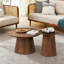 Ensemble de 2 tables basses rondes, grandes et petites tables centrales et d'appoint en bois, finition noyer moderne pour le salon et le bureau