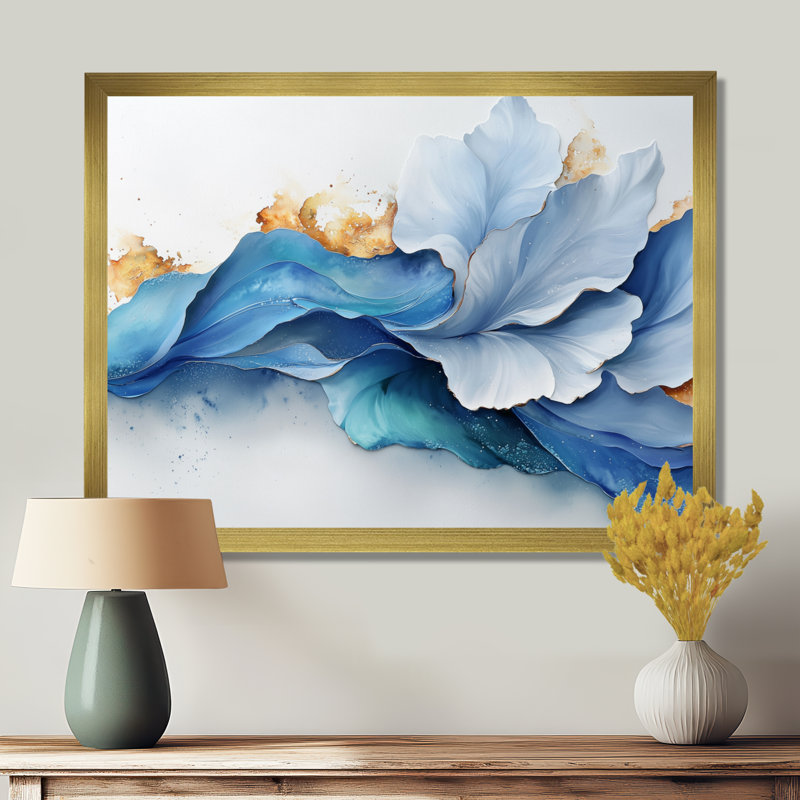 Raymer - Abstract Canvas Art Print, H 24 po x l 32 po, Reproduction encadrée d'une seule photo, Doré