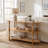 Arnkell Oval Wood Sofa Console Table With Seagrass Shelves-202143060