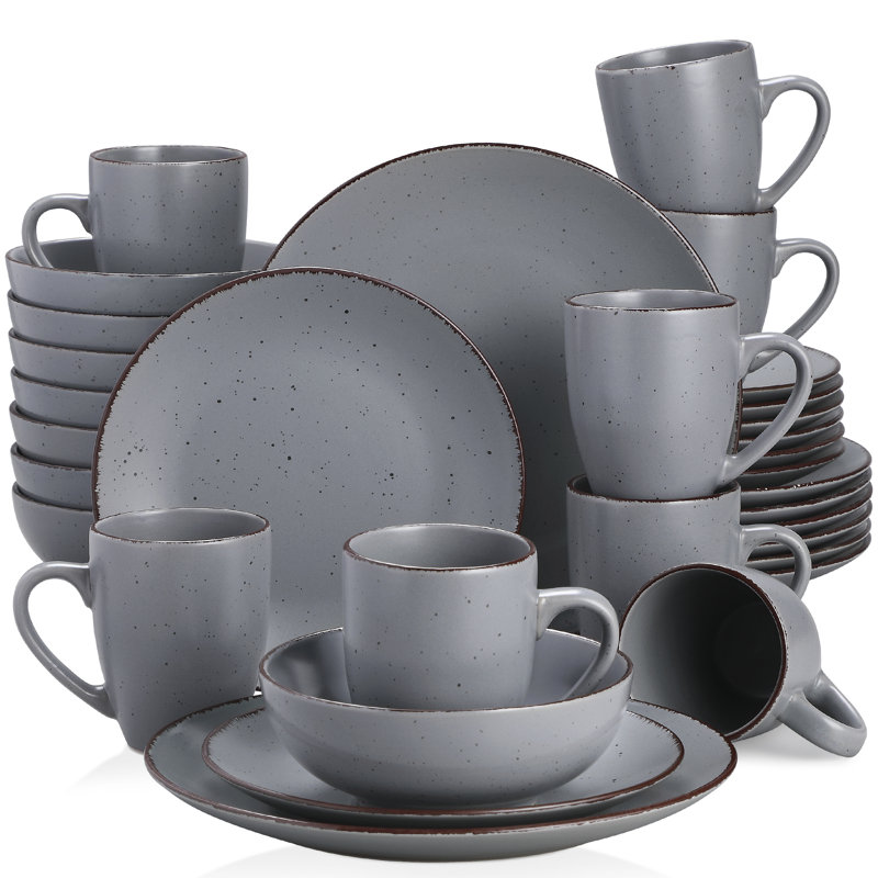 Vancasso 32-Piece Stoneware Dinnerware Set, Service For 8, Grey