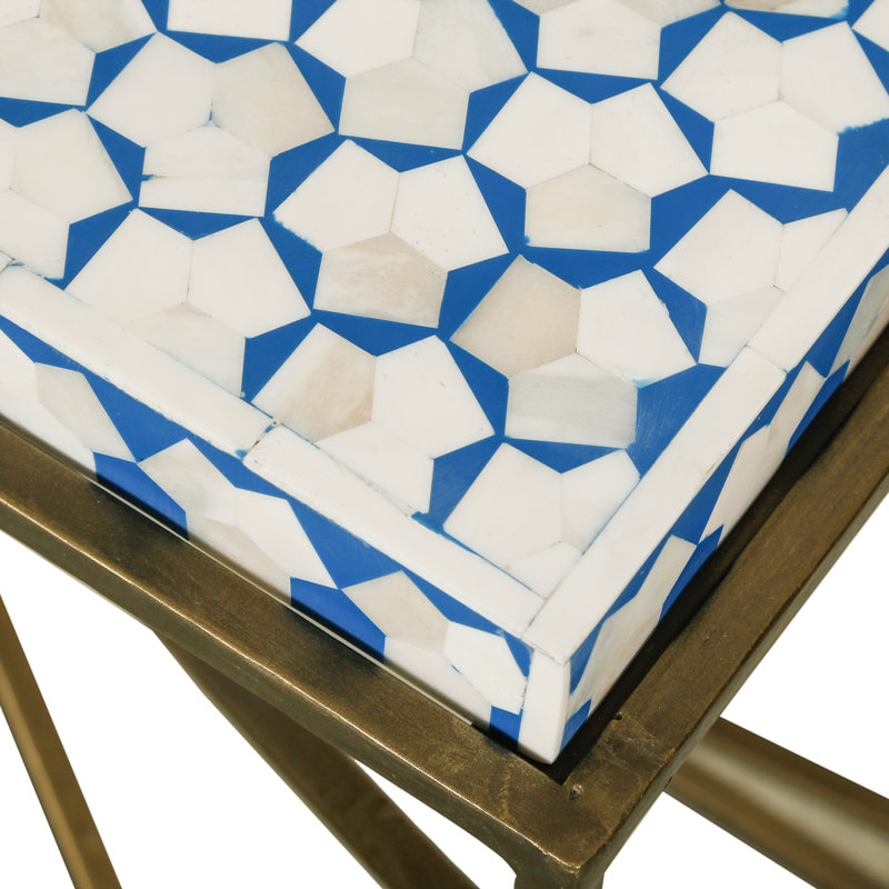 Frederickson 24" Side Table With Bone Inlay And Brass