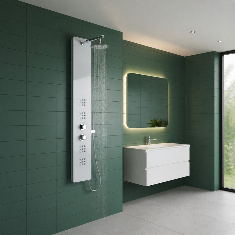 Veld Series 64'' Shower Panel with Adjustable Shower Head