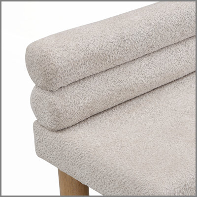 Banc de salle à manger rembourré, bout de lit, banc d'entrée, repose-pieds pour la salle à manger, la chambre à coucher, le salon, pieds en bois d'hévéa, support de 300 lb, gris clair