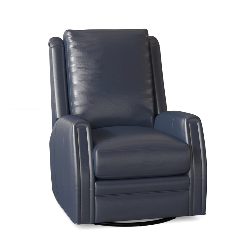 Lockhart Recliner, Swivel Glider with Manual Recline & Inside Release, Alpine Dark Grey Genuine Leather, No Nailhead