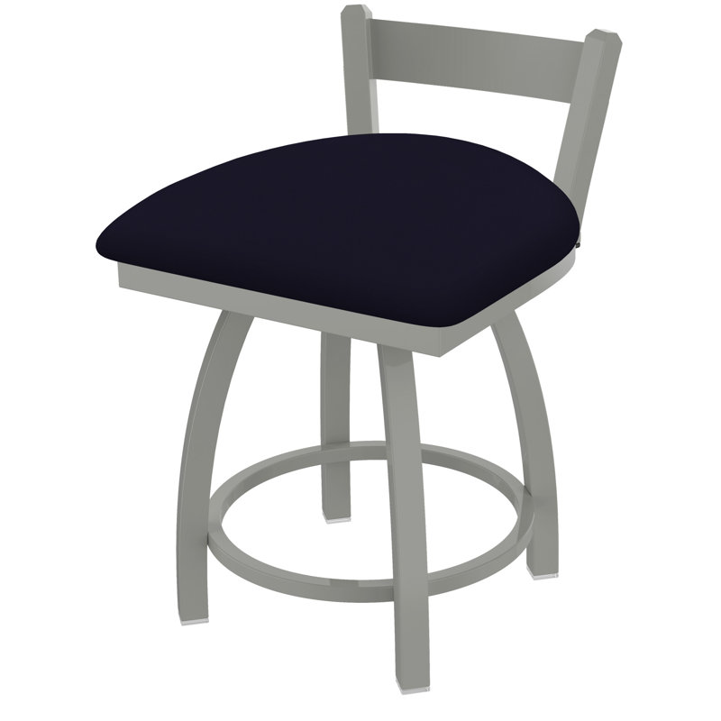 Catalina 18" Low Back Vanity Stool, Anodized Nickel, Vinyl-Rein Thatch