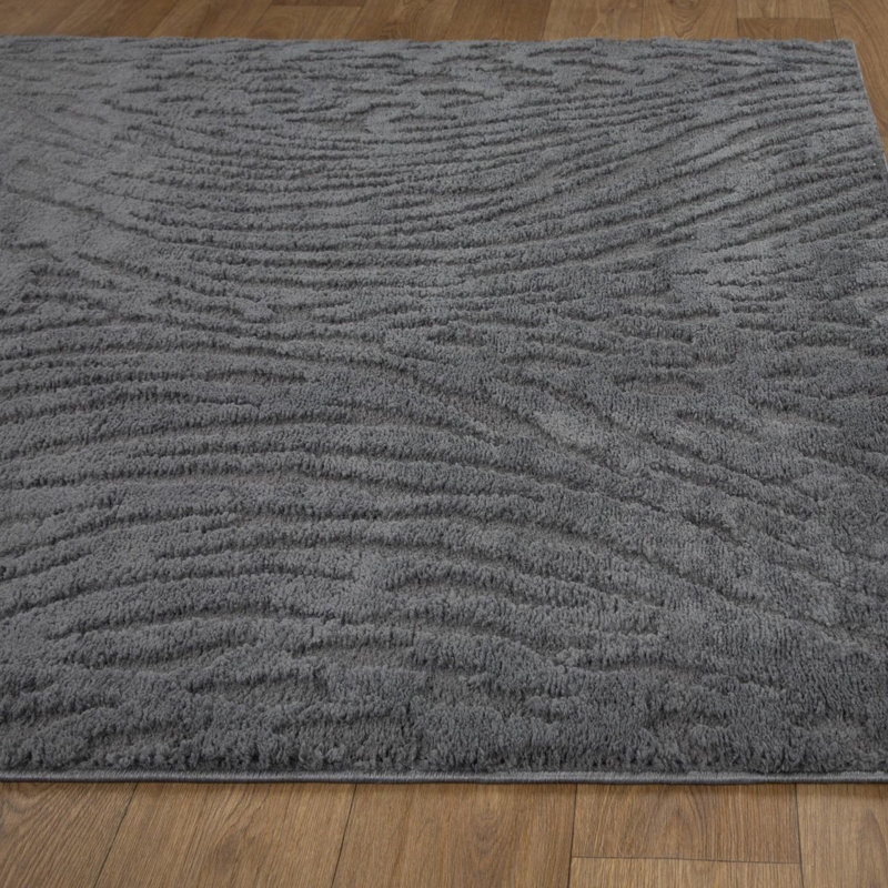Artistic Abstract Wave Area Rug, Charcoal, 2x7
