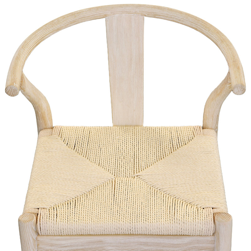 Renault 37" Tall Oak Wood Counter Stool, Light Bleached Natural