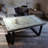 Retro Solid Wood Iron Rectangular Coffee Table