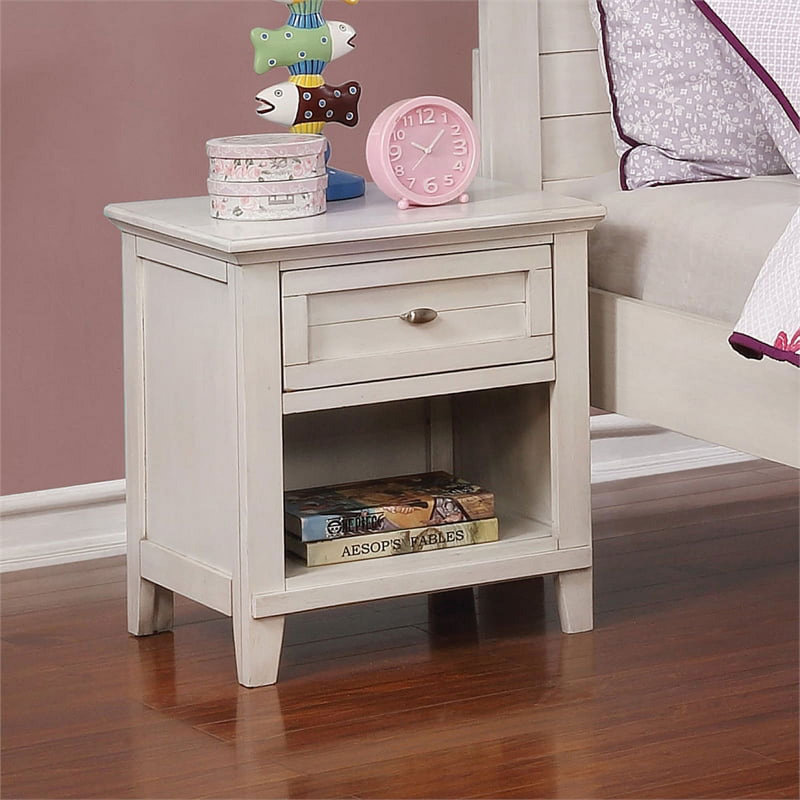 Gamora Wood 1-Drawer Kids Nightstand, White