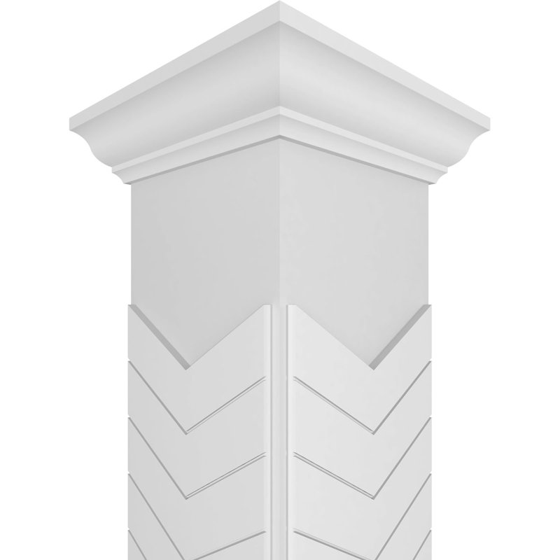 Craftsman Classic Square Non-Tapered Chevron Modern Fretwork Column, 108" H x 11.625" W x 11.625" D