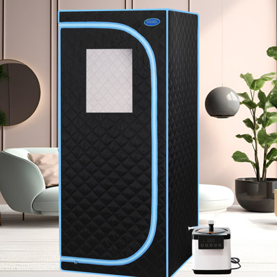 Full Size Relax Tent - Detoxify & Stress 2m Power Cable Length Blue Binding Portable Steam Spa, Detox, Therapy, Relaxation At Home Black With