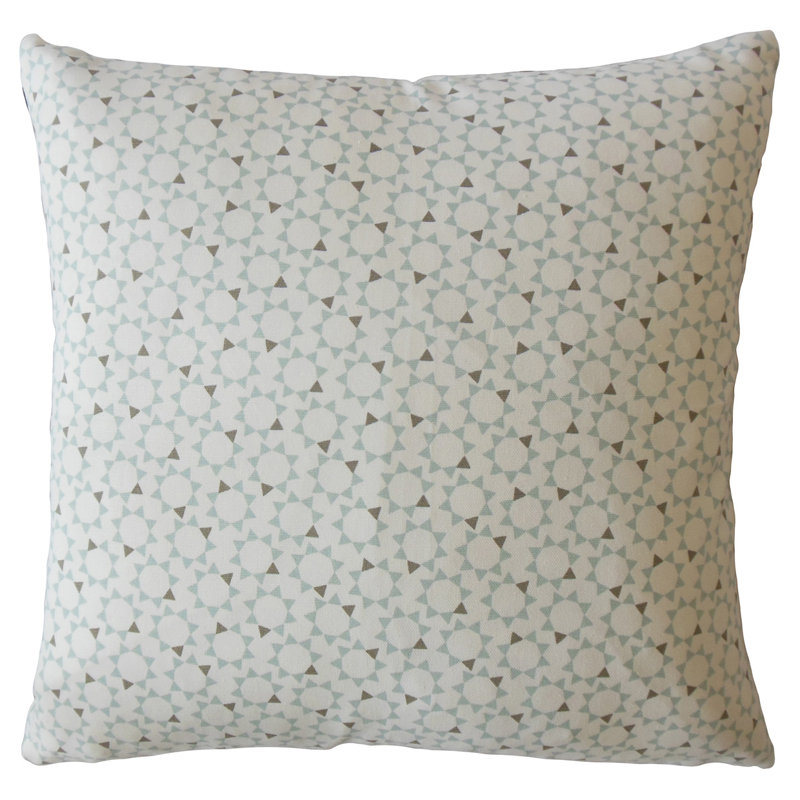 Coussin décoratif en duvet 100% coton Lachunn, 18 po x 18 po, Bleu