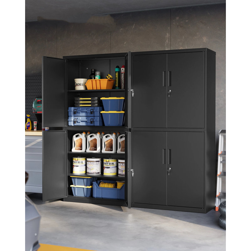 Metal Storage Cabinet, Matte Black