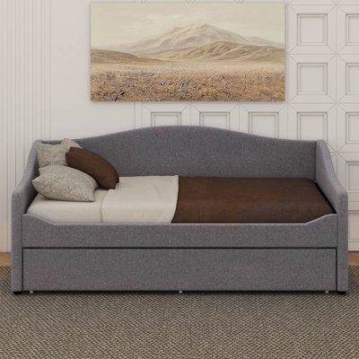 Twin Size Teddy Fleece Upholstered Daybed – Light & Trundle Included