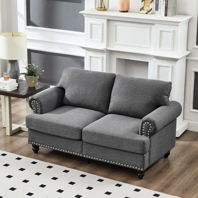 59.5", Comfortable And Fashionable, , Upholstered, Round Armrest, Silver Nails, Solid Wood Leg Support, High - Density Spring Pocket Seat Cushion, Removable Cushion Cover, Storage Space Fashionable