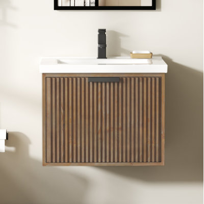 Meuble-lavabo flottant 24 po avec lavabo simple blanc Maxbano