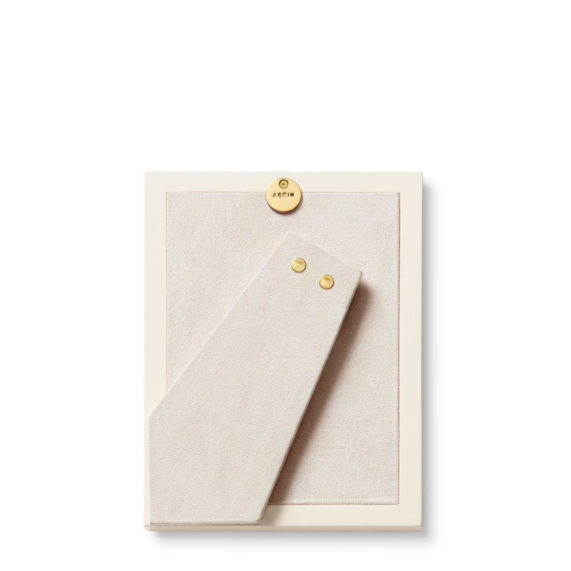 Cream Leather Picture Frame with Gold Detailing