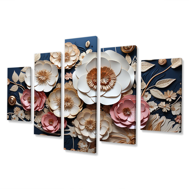 Orchidée rose et bleue - Art mural floral abstrait multipanel pour le salon