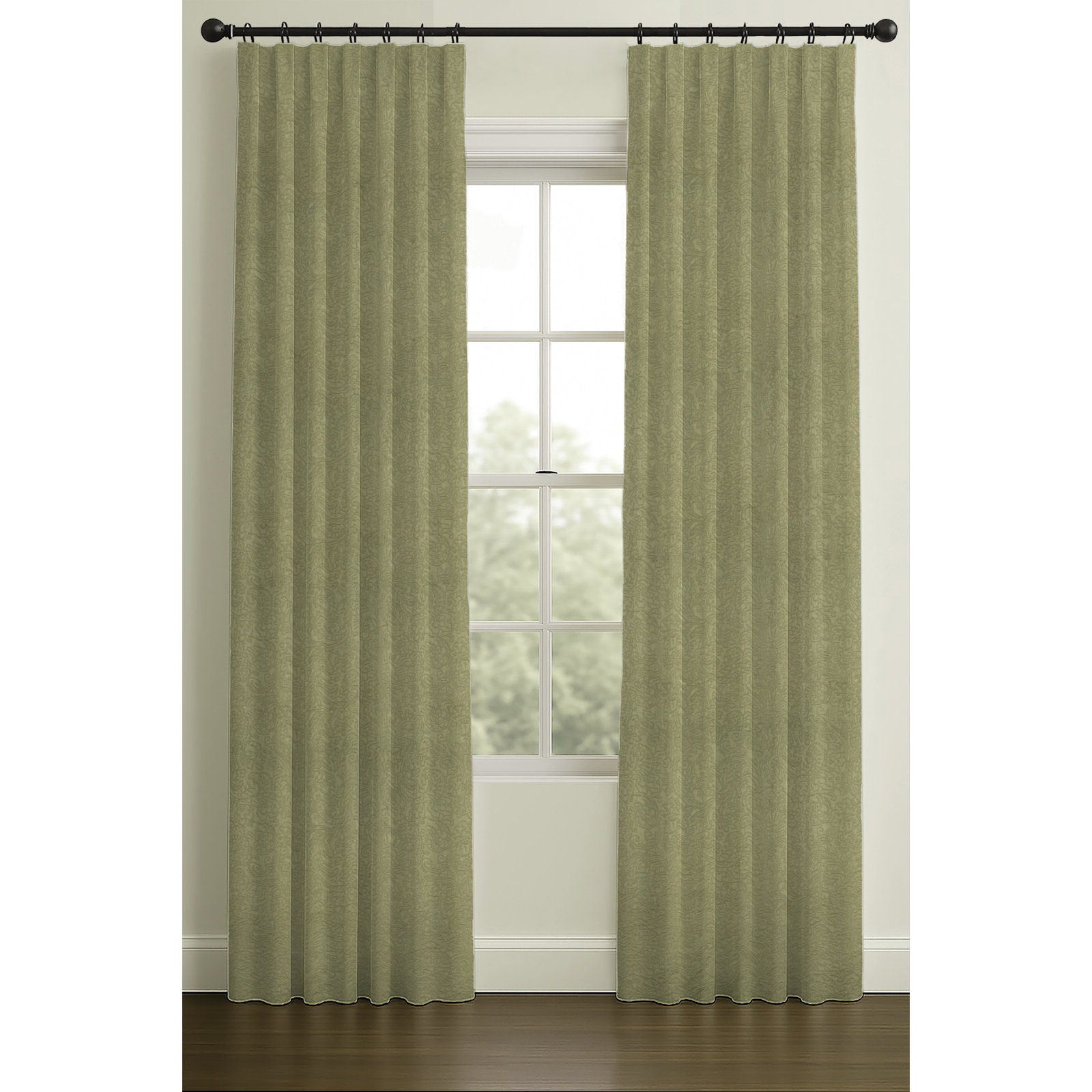 Inverted Pleat Single Lining Cotton Matelesse, 33" W x 120" L, Green