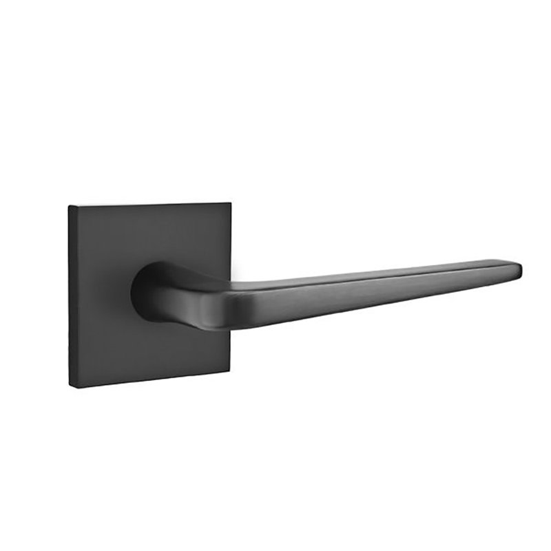 Athena Flat Privacy (Bed & Bath) Door Lever with Square Rosette, Left, Flat Black