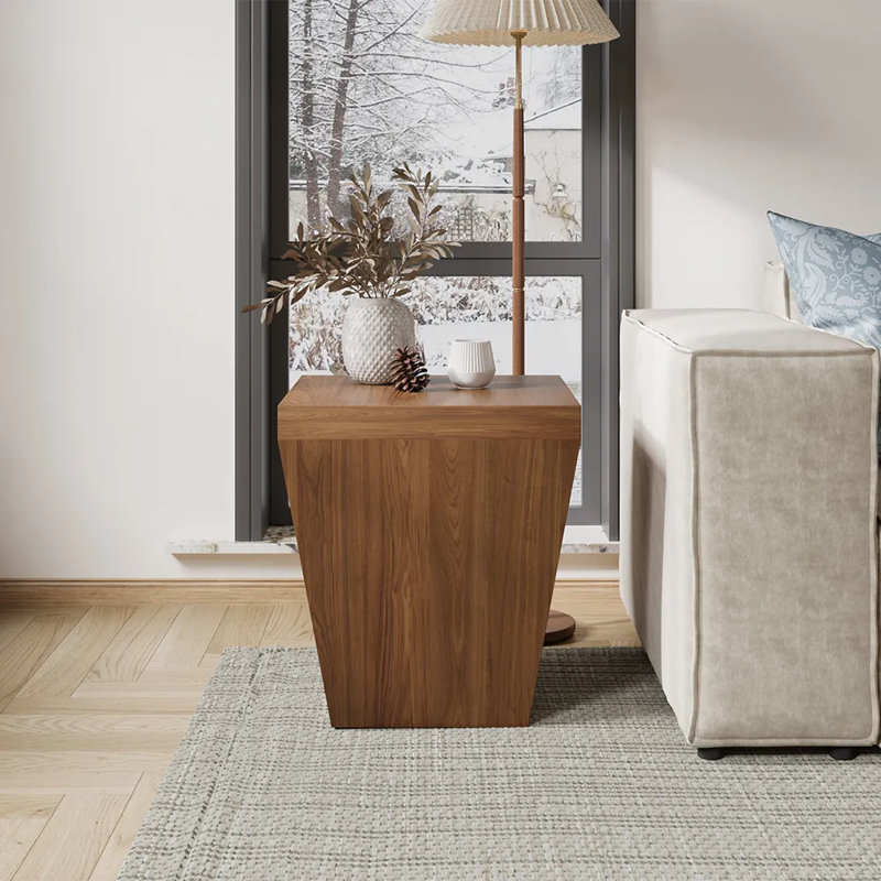 17.72" Walnut Veneer Side Table