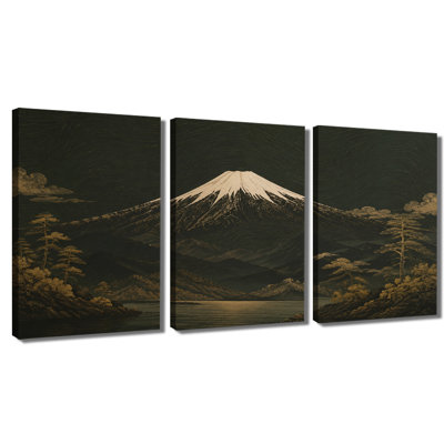 «Mount Fuji», impression sur toile tendue à motif japonais sur 3 panneaux