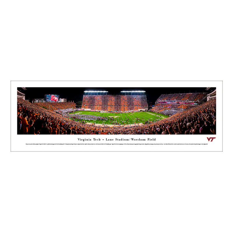 NCAA Virginia Tech Football Panoramic Print, Unframed, 13.5" H x 40" W x 0.1" D