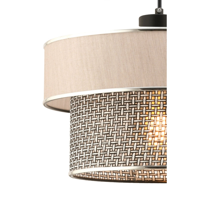 Lustre gris élégant, structure en métal, 25,6 po x 25,6 po x 7,9 po | Certifié CE | Douille E27, 60 W maximum | Parfait pour la salle à manger et les espaces de vie, le design élégant avec capuchon en coton ajoute de la sophistication à tout décor