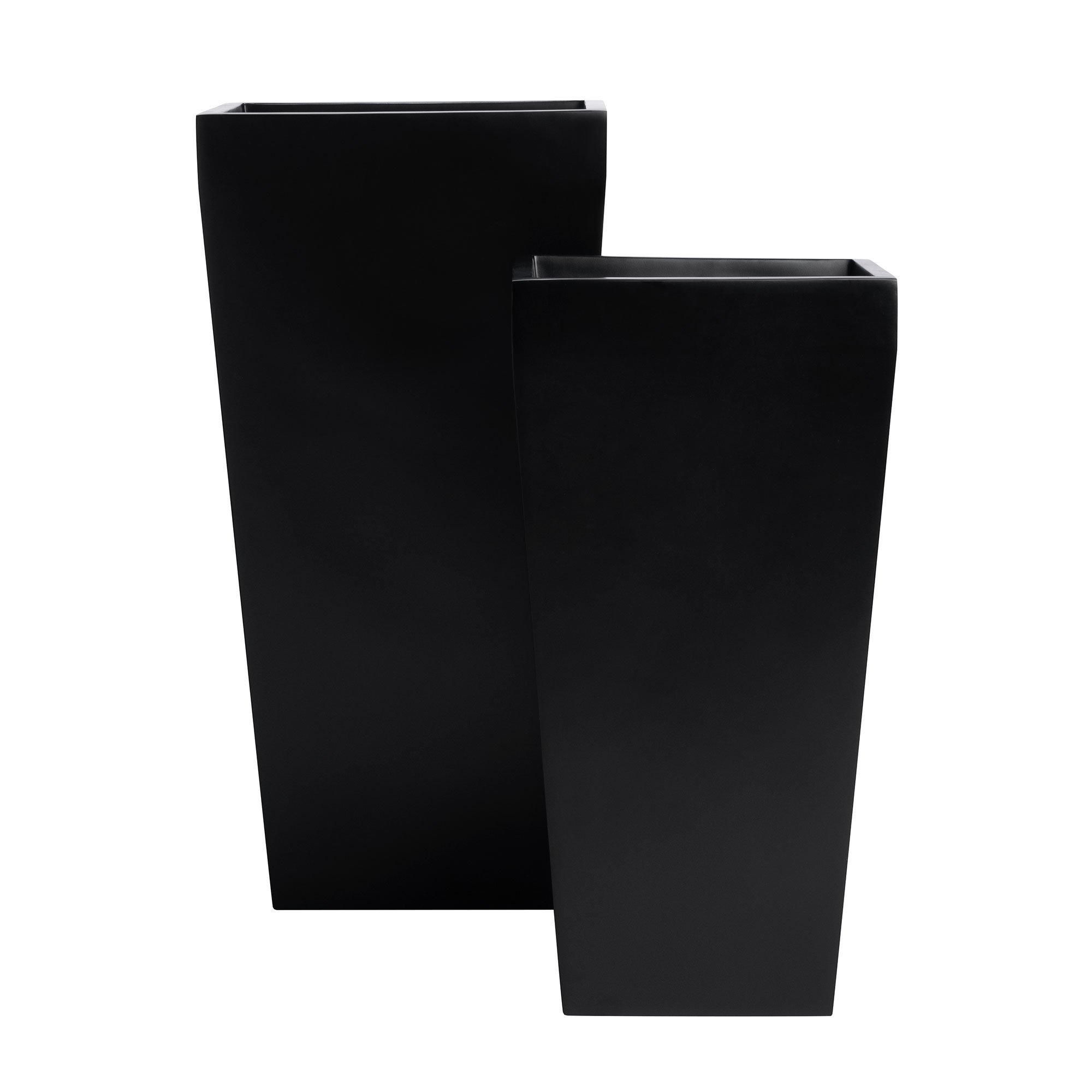 Robards Fiberglass Pot Planter, 30" H x 15" W x 15" D, Black