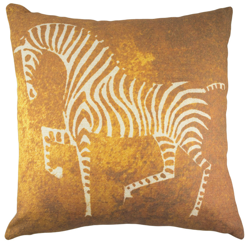 Zebra Cotton Blend Reversible Throw Pillow, Copper