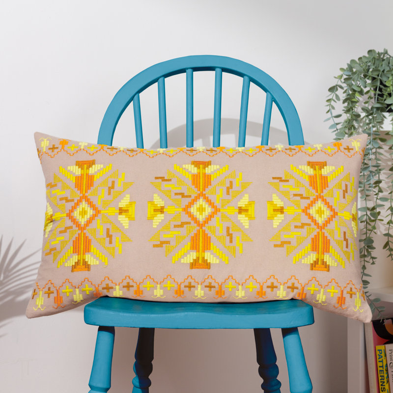 Kalina Geometric Rectangular Cushion, Yellow