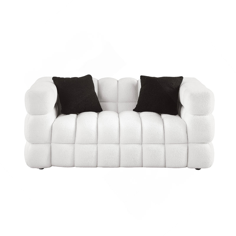 Luxueux canapé Marshmallow Boucle avec coussins moelleux, pour plus de confort et de style dans n'importe quel salon, Blanc