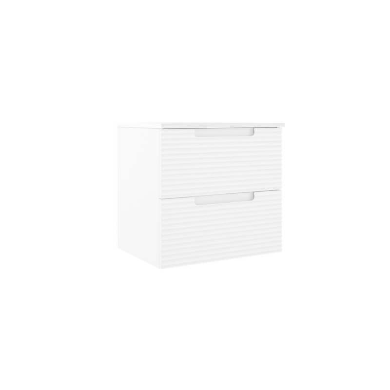 Meuble-lavabo mural 24 po Coda, Ondulation blanc mat