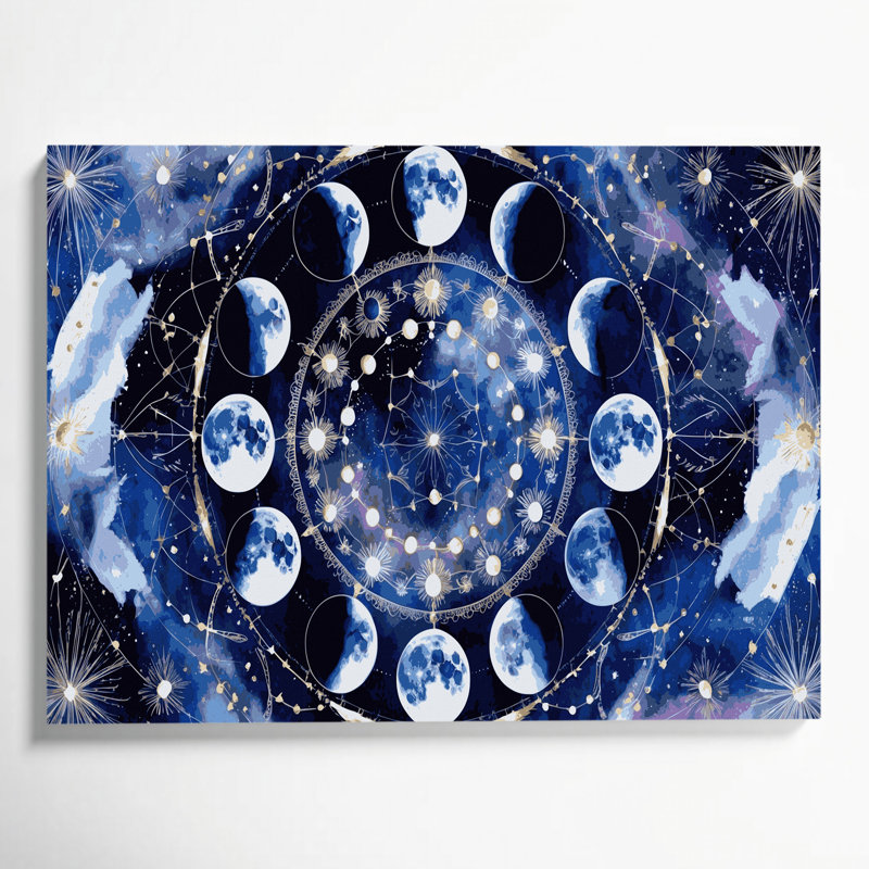 Art mural sur toile bleu Space Space Phases, H 11 po x l 14 po