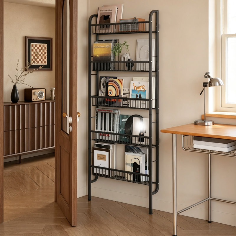 160 cm H Steel Bookcase, 160 cm H x 62 cm W x 9 cm D x, Black