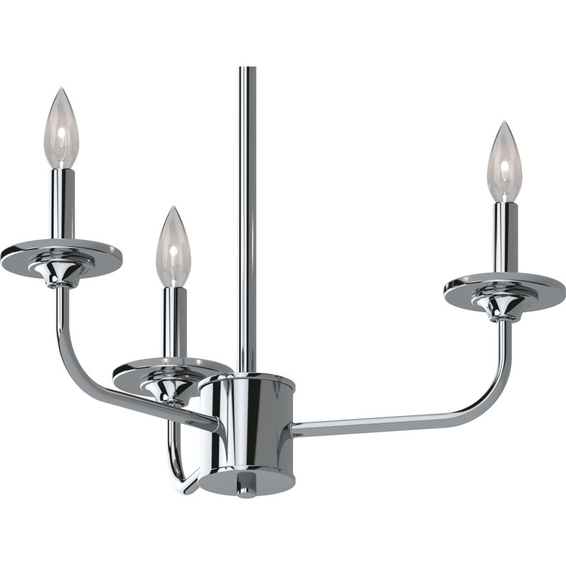 Lustre candélabre classique / traditionnel 3 lumières en nickel poli d'intérieur