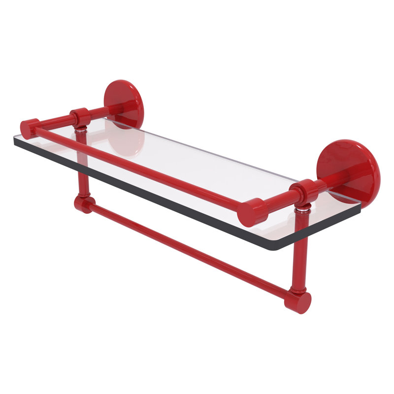 Tablette en verre avec barre à serviettes P1000, H 5 po x l 16 po x P 5 po, Rouge pompier