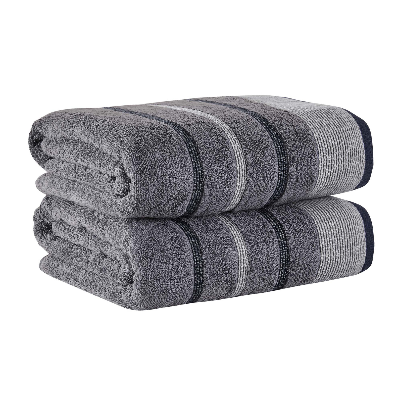 Deanthony Luxury Cotton Decorative, Bath Sheets - 2 Pack, Chambray Blue/White/Navy Blue