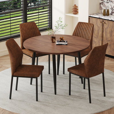42-54'' Extendable Dining Table Set With Comfortable Upholstered Dining Chairs