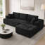 108" L-Shaped Chenille Sectional Sofa, Cloud Style Boneless Sofa with Chaise, Modern Upholstered Couch with Cup Holders & Side Pockets, Compression Sofa for Living Room, No Assembly Required, Black