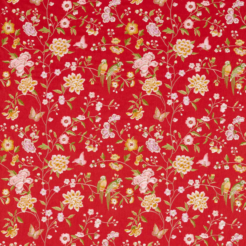 Chinoiserie Hall Fabric, Cinnabar Red