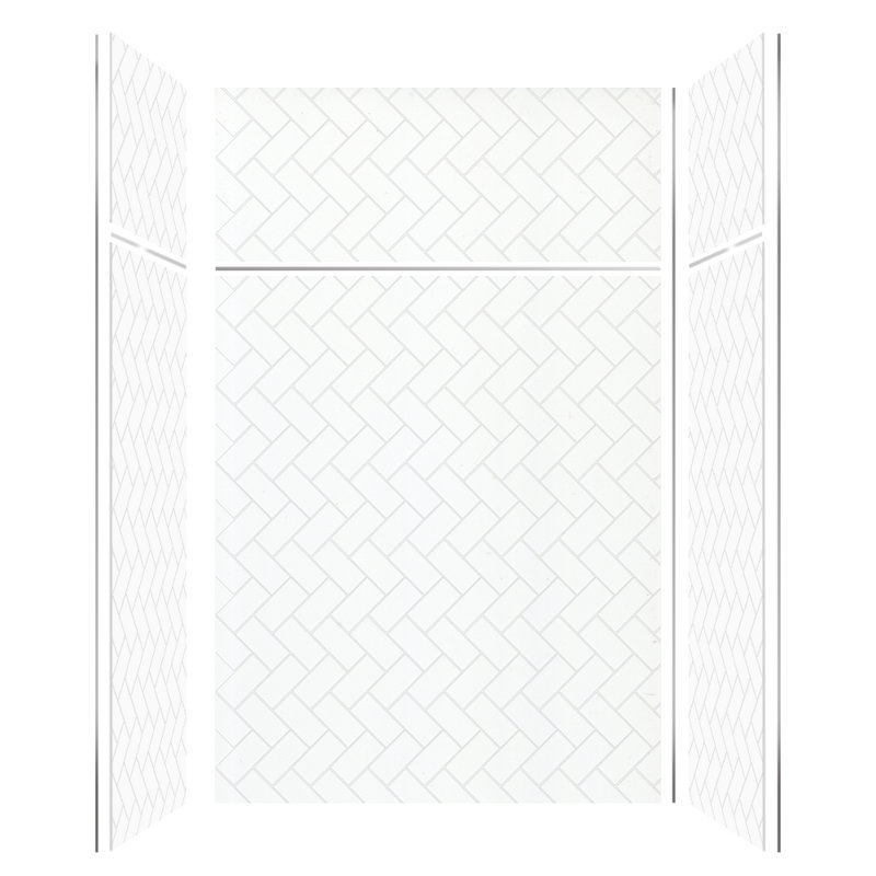 60'' W 36'' D 96'' H Glue Up Solid Surface Wall, White