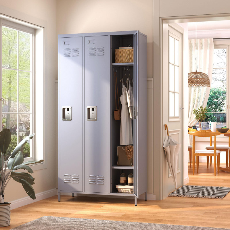Metal 1 - Tier 89.9cm School Locker with Key, Grey