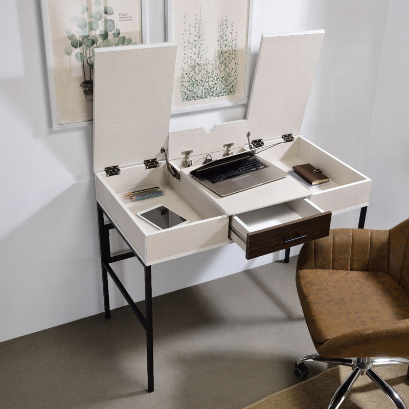 Bureau d'écriture naturel et noir avec port USB