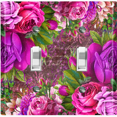 Plaque murale d'interrupteur à bascule à 2 branches Roses Flowers