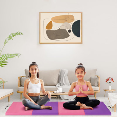 Gymnastics Mat, 6' x 8" x 2" / 6.2' x 6" x 1.3" Foldable Exercise & Tumbling Mat, Thick Portable Home Gym Floor Pad