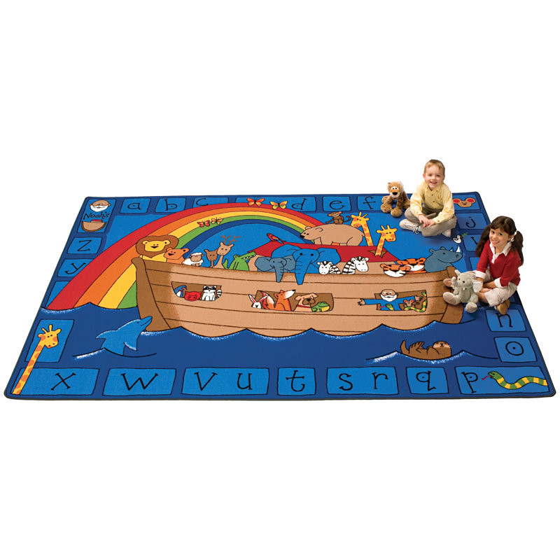Tapis bleu Alphabet Noah's Voyage, Rectangle 6 pi x 9 pi