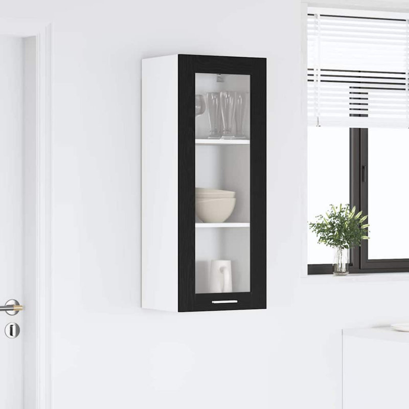 Vidaxl Hanging Cabinet With Storage Riga Smoked Oak 40 X 31 X 100 Cm, Black