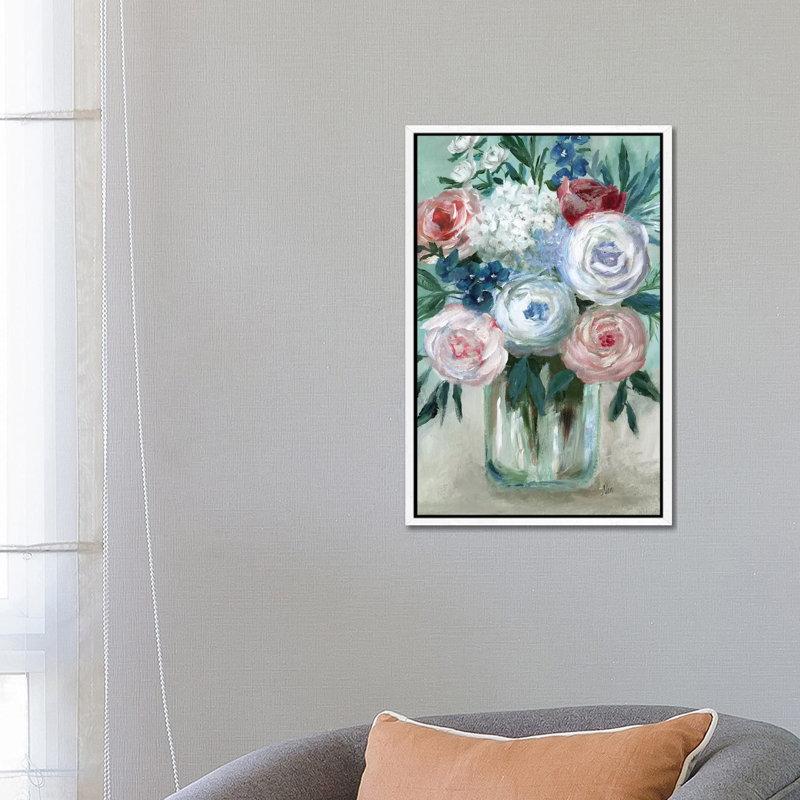 Chalk Pastel Bouquet by Nan - Painting on Canvas, White Framed, 66.04 cm H x 45.72 cm W