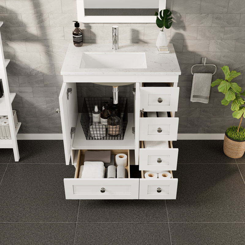 Curio 28"W x 18"D Bathroom Vanity with Undermount Porcelain Sink, White